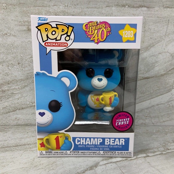 Care Bears 40th Anniversary Champ Bear Pop #1203 Flocked Chase Funko - Picture 1 of 6
